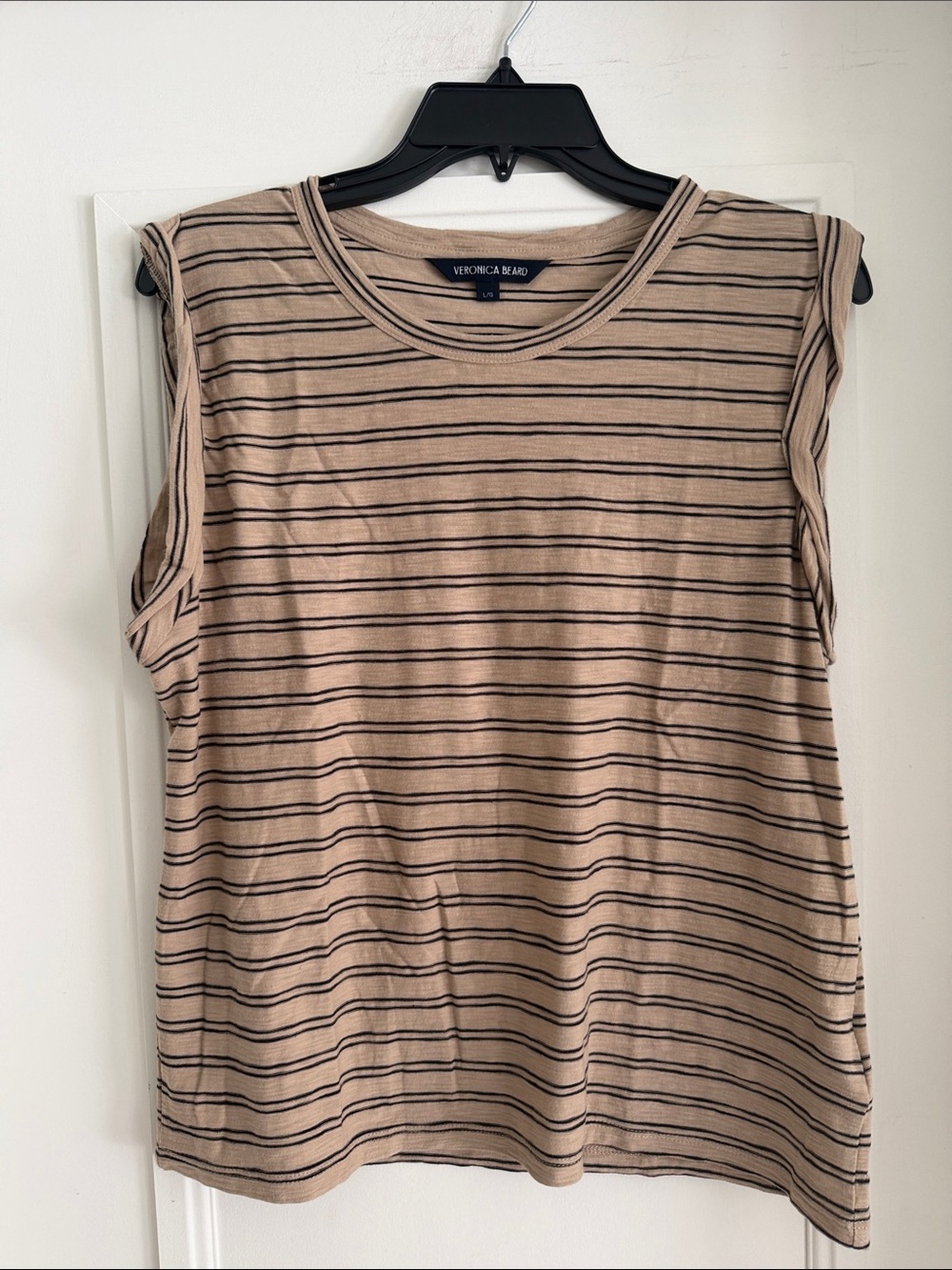 Veronica Beard Beige Tank with Black Stripes